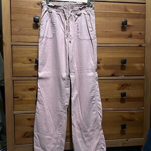 Women’s drawstring, linen pan and soft pink